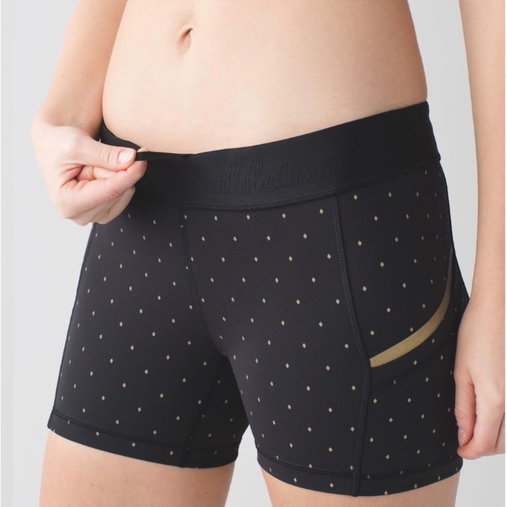 Lululemon Athletica Black Shorts with Gold Dots